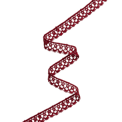 Venise Lace Trim - 0.75" - Wine Red Tassel Scallops