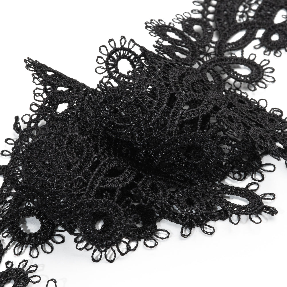 Venise Lace Trim with Finished Edges - 2.5" - Black Faux Tatting Loops - Detail
