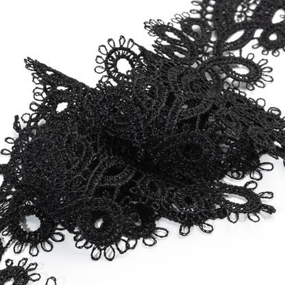 Venise Lace Trim with Finished Edges - 2.5" - Black Faux Tatting Loops