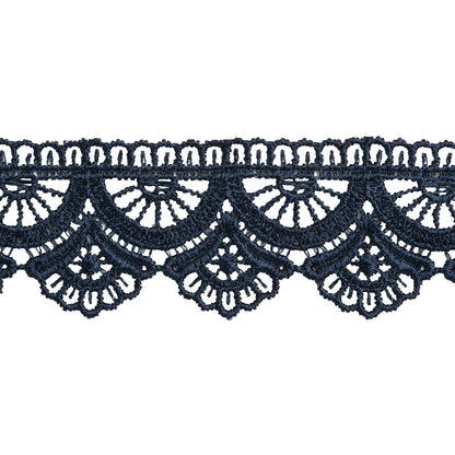 Venise Lace Trim - 1.5" - Navy Blue Fans and Scallops