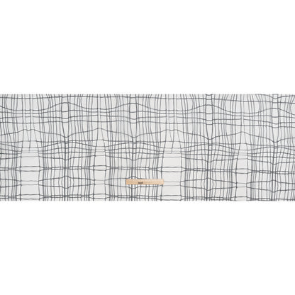 Silk Organza Print - Black and White Organic Grid