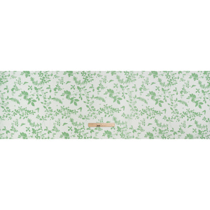 Silk Organza Print - Green and Cream Leaf Silhouettes