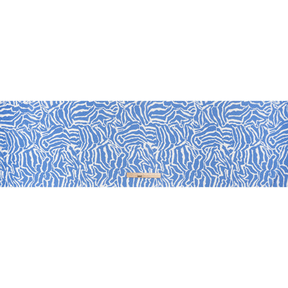 Silk and Cotton Voile Print - Country Blue and White Zebra Stripes