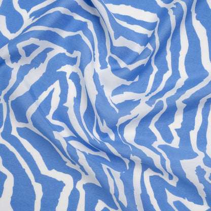 Silk and Cotton Voile Print - Country Blue and White Zebra Stripes