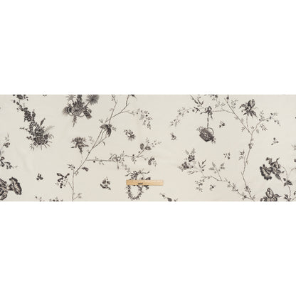 Silk and Cotton Voile Print - Cream and Dark Brown Floral