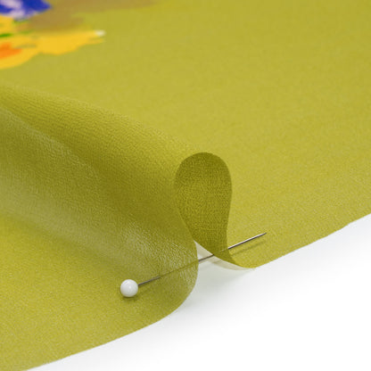 Silk Chiffon Panel - Chartreuse, Red and Orange Floral Bouquet - Deadstock