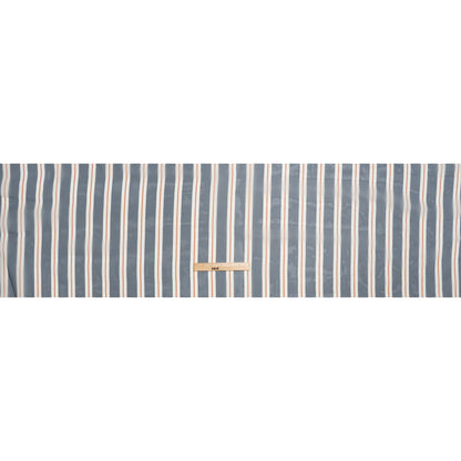 Silk Organza Print - Navy, Burnt Orange and White Stripes