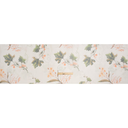 Silk Organza Print - Peach, Green and Cream Floral
