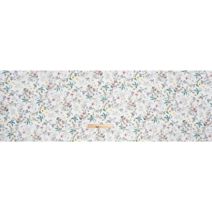 Silk and Cotton Voile Print - Baby Pink, Butter Yellow and Light Gray Floral
