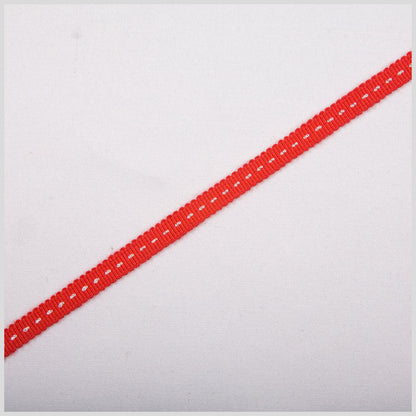 Red Stitched Grosgrain Ribbon - 0.19"