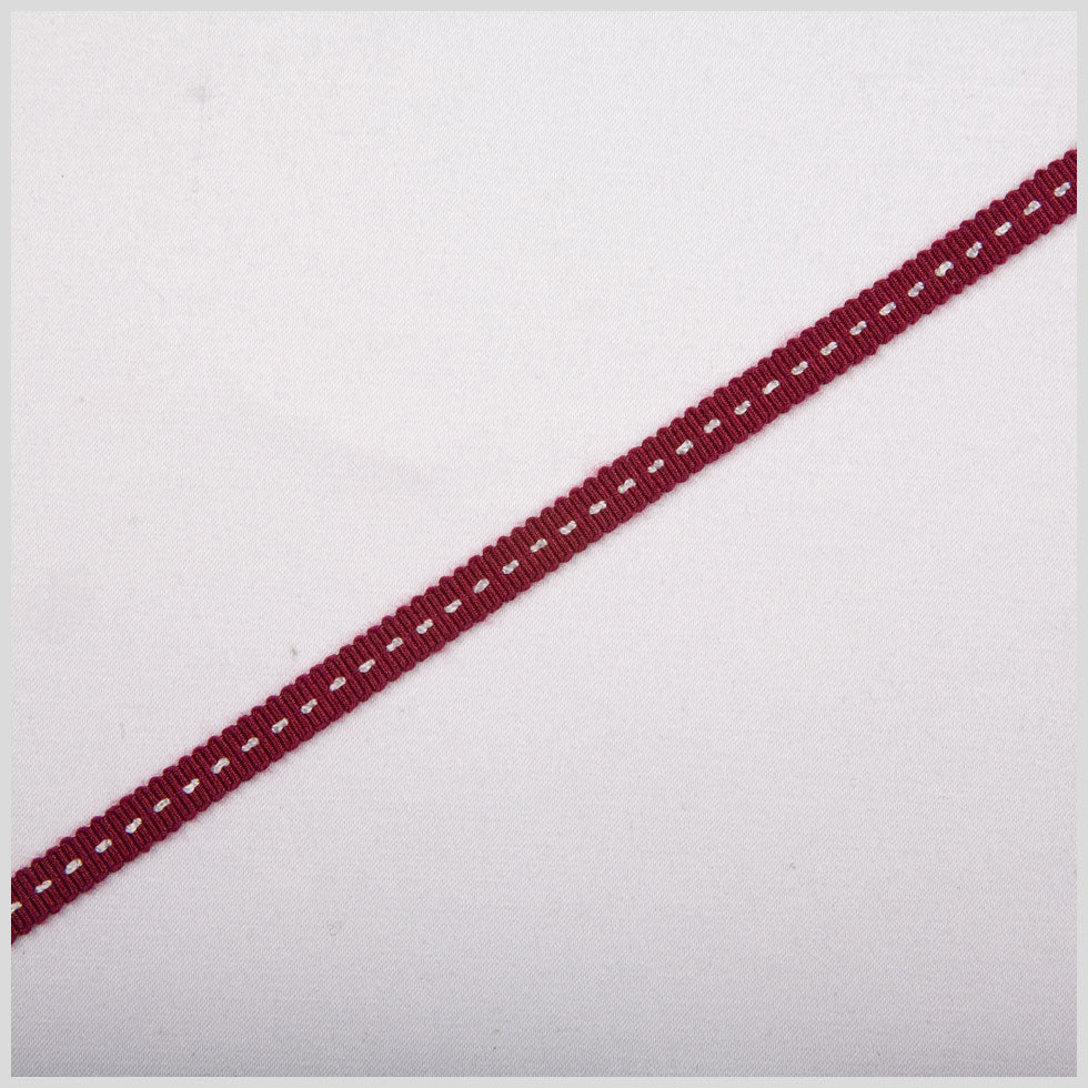 Wine Stitched Grosgrain Ribbon - 0.19"