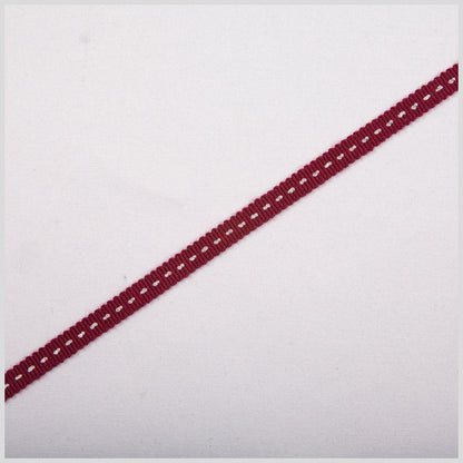 Wine Stitched Grosgrain Ribbon - 0.19"