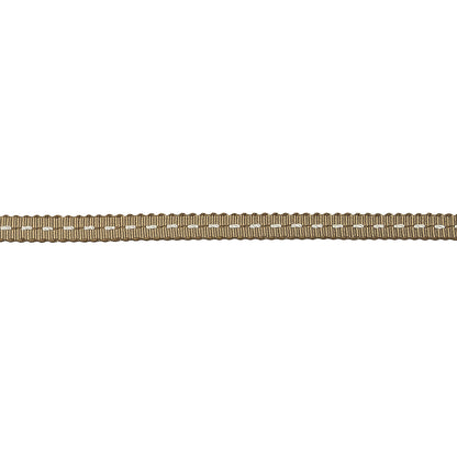 Chai Tea and White Stitched Grosgrain Ribbon - 0.19" Detail