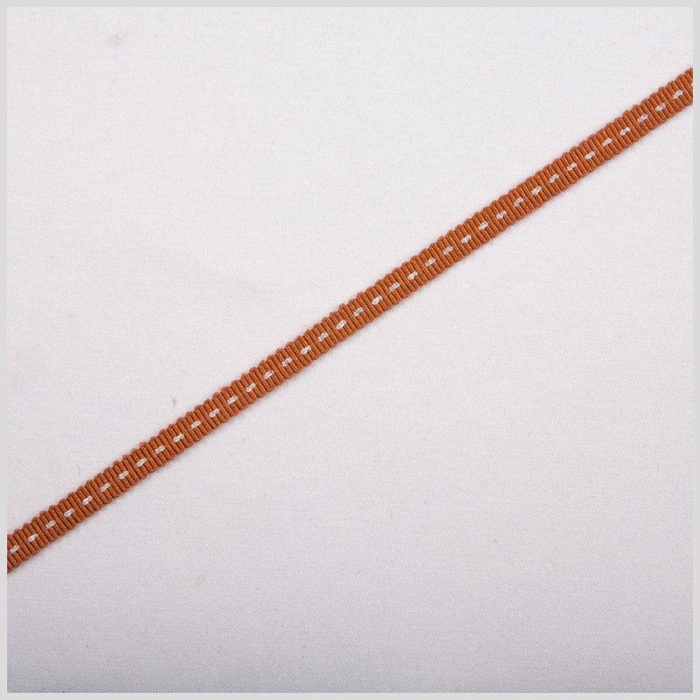 Rust Stitched Grosgrain Ribbon - 0.19"