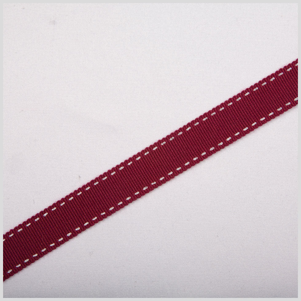 5/8" Wine Stitched Grosgrain Ribbon