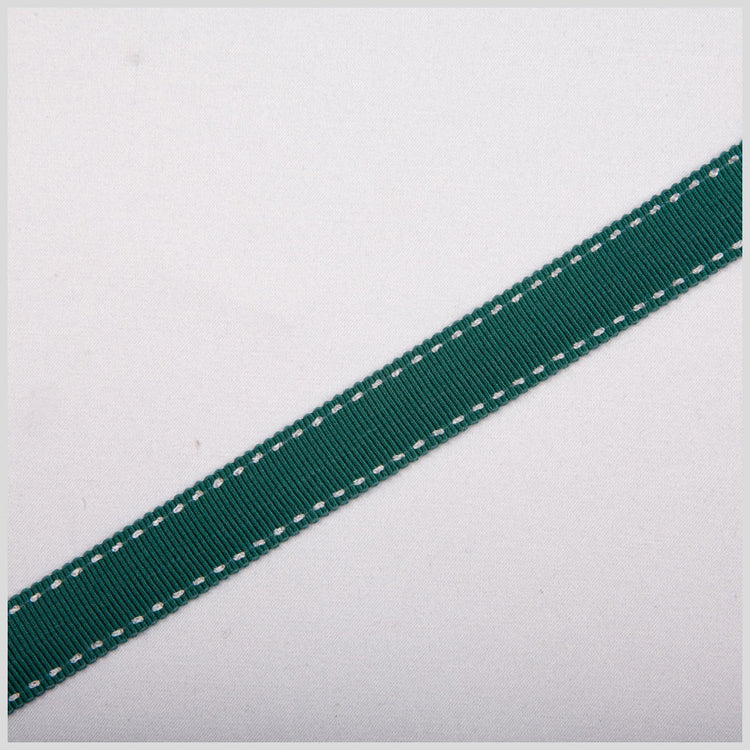 template--26688905969737__main-5/8" Dark Green Stitched Grosgrain Ribbon