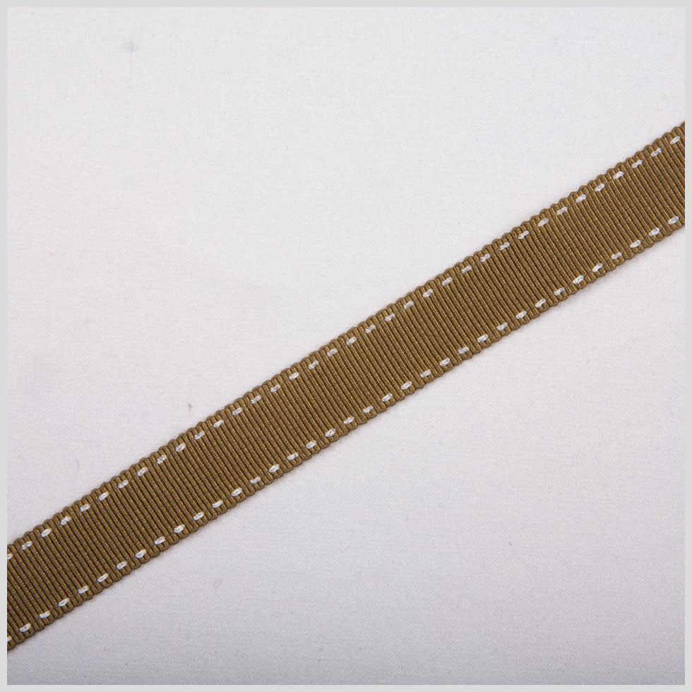 5/8" Dark Gold Stitched Grosgrain Ribbon