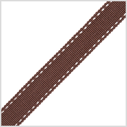 5/8" Brown Stitched Grosgrain Ribbon