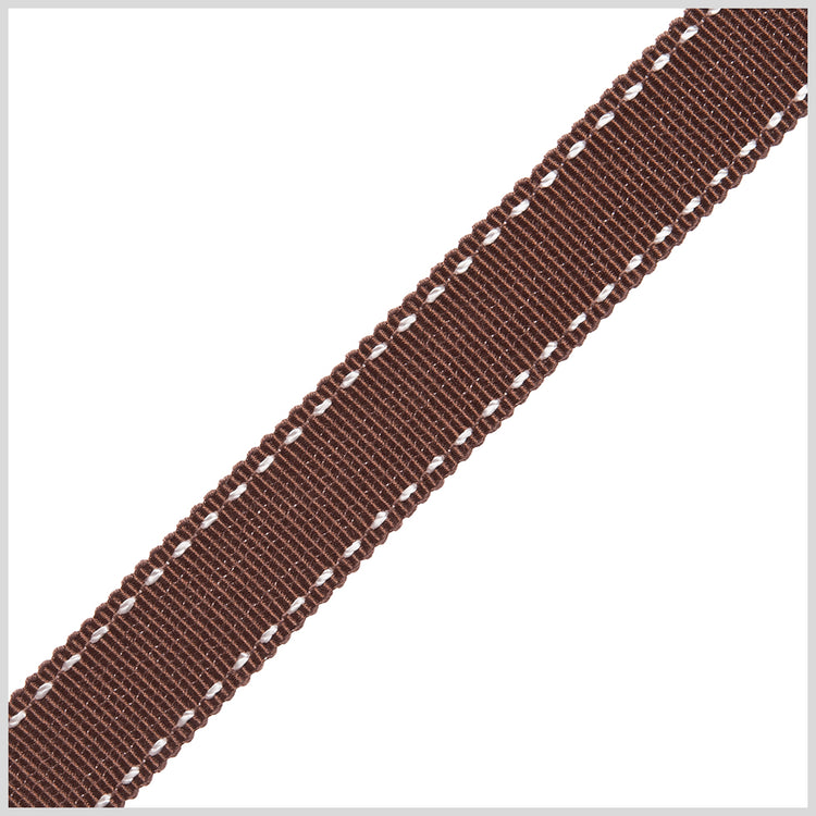 template--25130090922057__main-5/8" Brown Stitched Grosgrain Ribbon