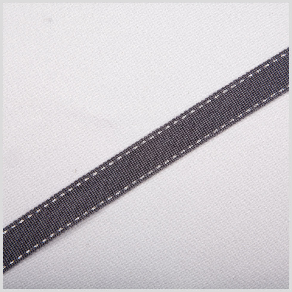5/8" Gray Stitched Grosgrain Ribbon