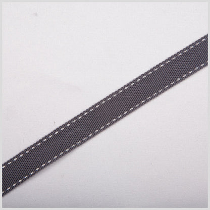 5/8" Gray Stitched Grosgrain Ribbon