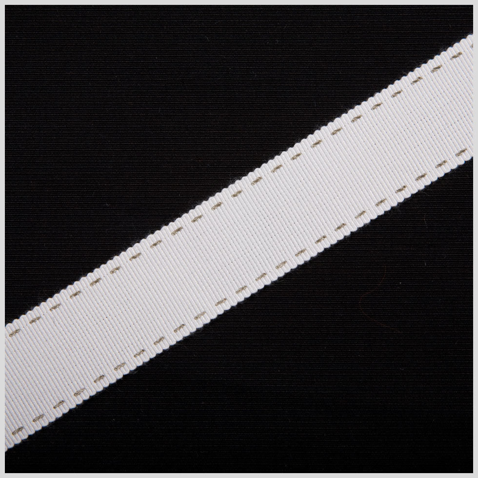 7/8" White Stitched Grosgrain Ribbon