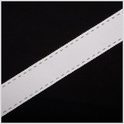 7/8" White Stitched Grosgrain Ribbon