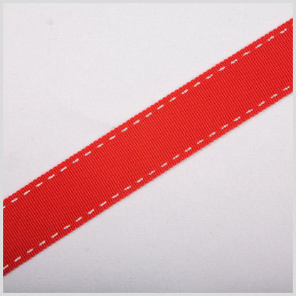 7/8" Red Stitched Grosgrain Ribbon