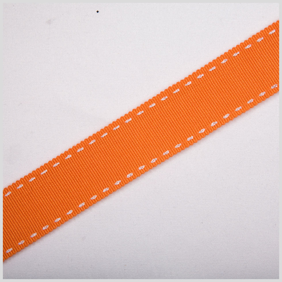 7/8" Orange Stitched Grosgrain Ribbon
