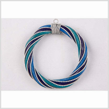 Navy/Blue/Green Rattan Pendant