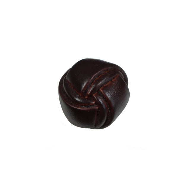 Antique Brown Knotted Leather Button - 24L/15mm