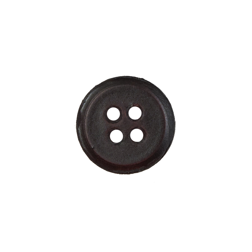 Antique Brown Leather 4-Hole Button - 24L/15mm Detail