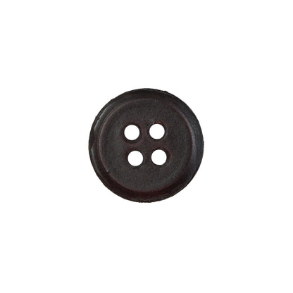 Antique Brown Leather 4-Hole Button - 24L/15mm Detail