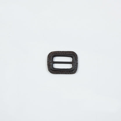 Antique Brown Leather Buckle - 1.25" x 1" Detail