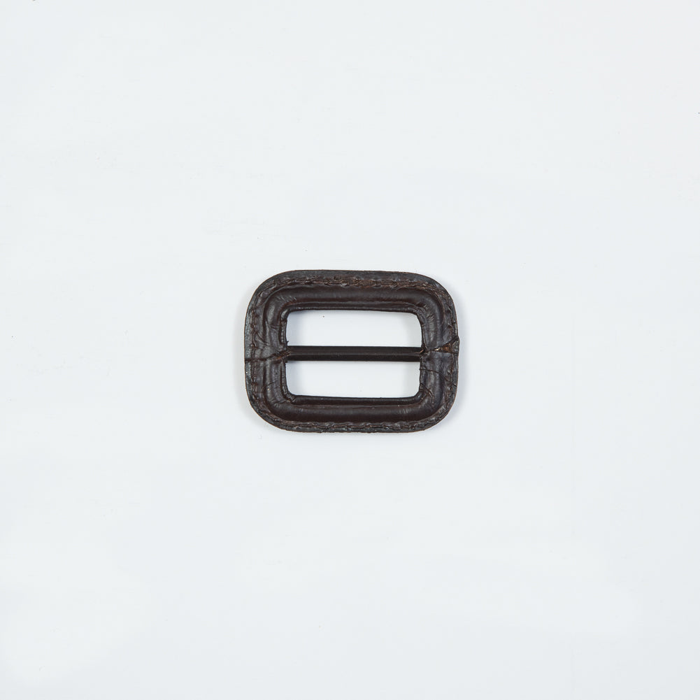 Antique Brown Leather Buckle - 1.5" x 1.125" Detail