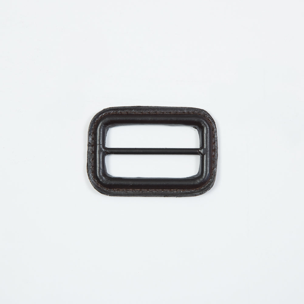 Antique Brown Leather Buckle - 2.125" x 1.5" Detail