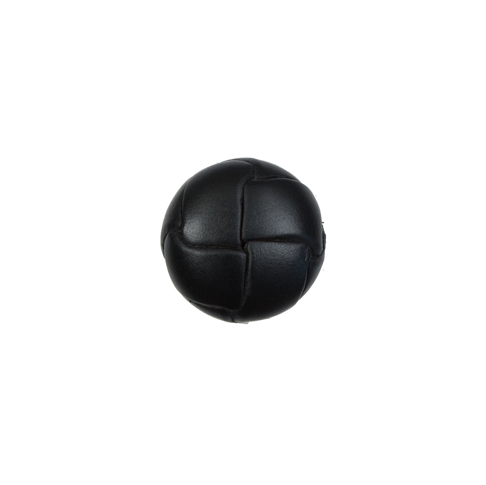 Black Leather Shank Back Button - 20L/12.5mm