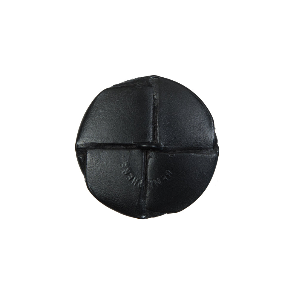 Black Leather Shank Back Button - 32L/20mm Detail