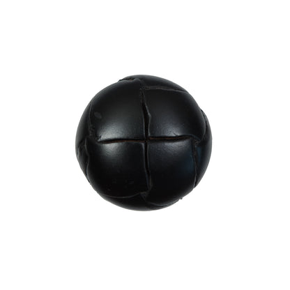 Black Leather Shank Back Button - 32L/20mm