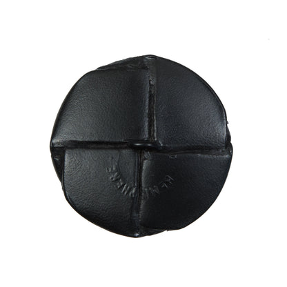 Black Leather Shank Back Button - 40L/25.5mm Detail