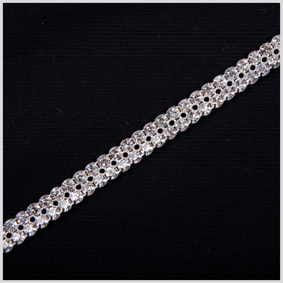 2 Rows Crystal/Silver Metal & Czech Rhinestone