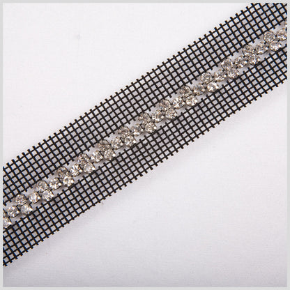 1.25" Crystal/Silver/Black Metal & Czech Rhinestone