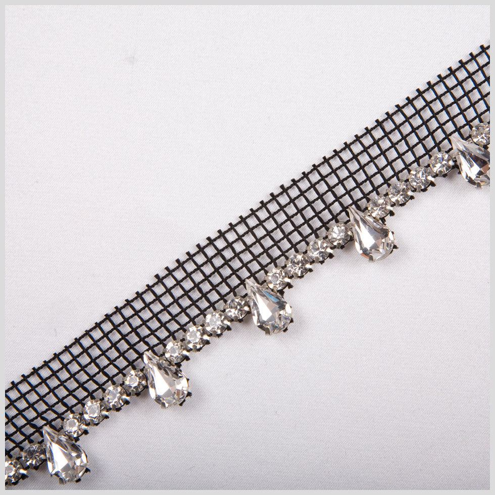 1" Crystal/Silver/Black Metal & Czech Rhinestone