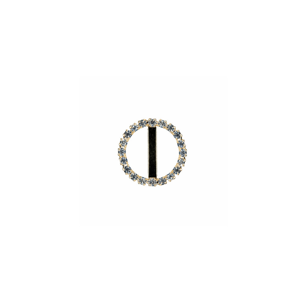 Swarovski Crystal and Gold Circular Rhinestone Slider - 0.75"