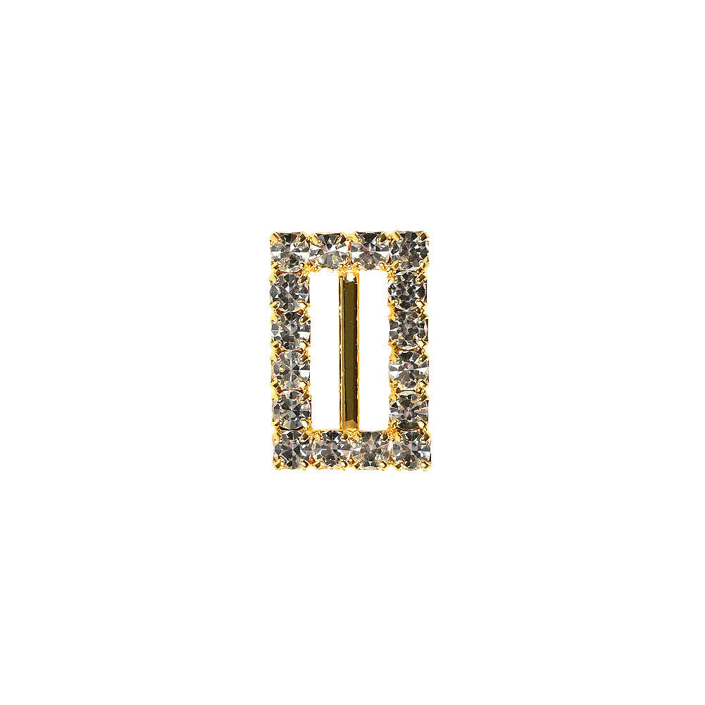 Swarovski Crystal and Gold Rectangular Rhinestone Slider - 0.5" x 0.75"