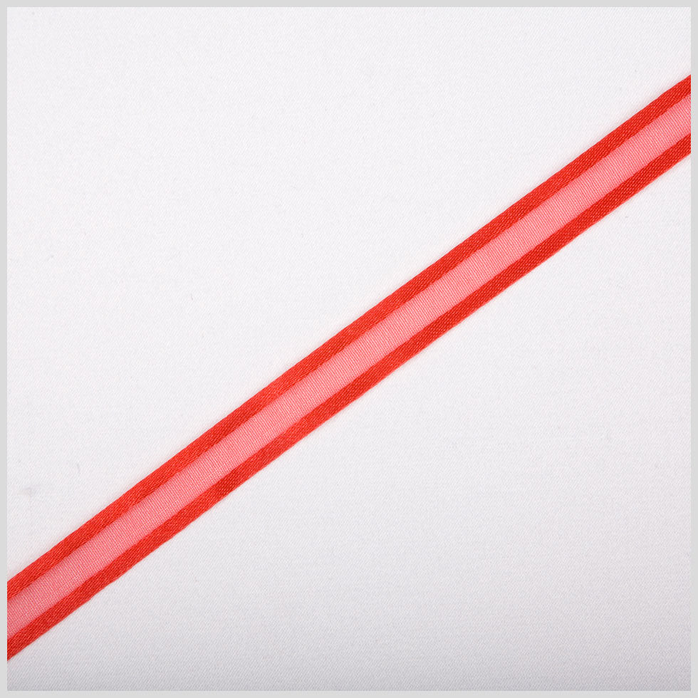 3/8" Red Sheer Ribbon with Double Faced Satin Edge