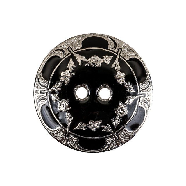 New Silver and Black Metal Coat Button - 40L/25.5mm