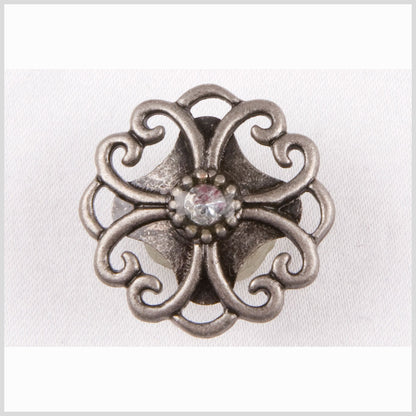 Silver/Crystal Metal Coat Button - 28L/18mm