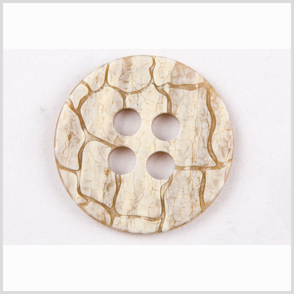 Beige and Brown Crackled 4-Hole Plastic Coat Button - 70L/44.5mm