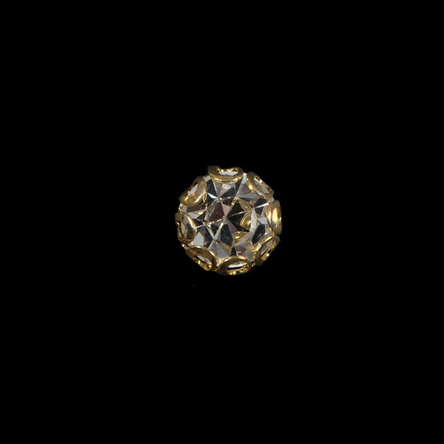 Crystal Rhinestone and Gold Metal Czech Button - 14L/9mm